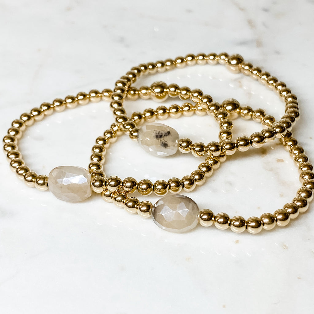 4mm Gold Filled Bracelet with Champagne Gemstone