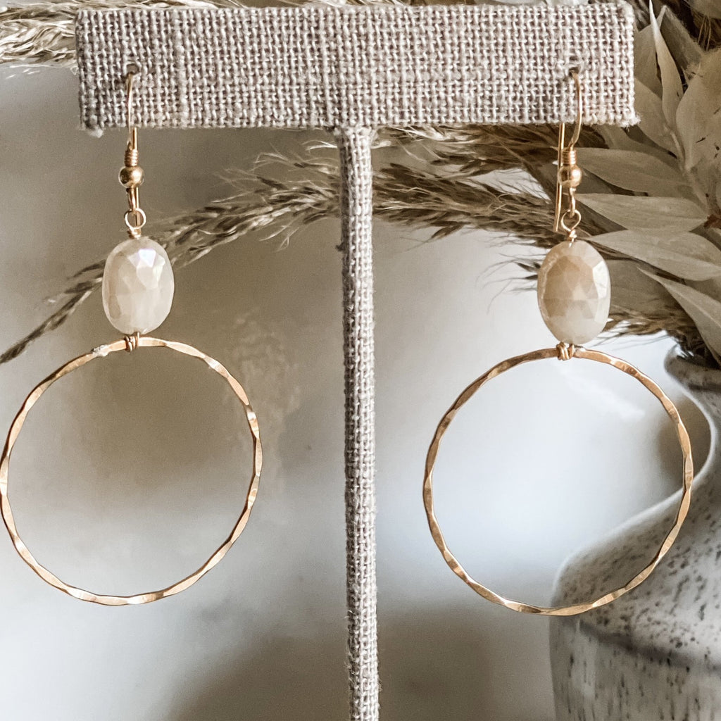 Mystic Moonstone Drop Earrings | 14k Gold Filled